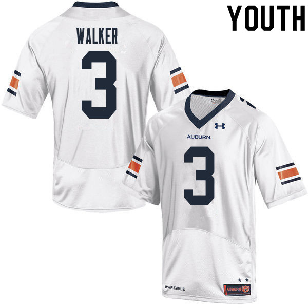 Youth #3 Zykeivous Walker Auburn Tigers College Football Jerseys Sale-White